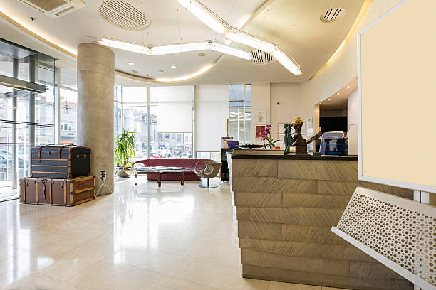 A modern office featuring sleek marble floors and pristine white walls, representing Corporate Cleaning Solutions.